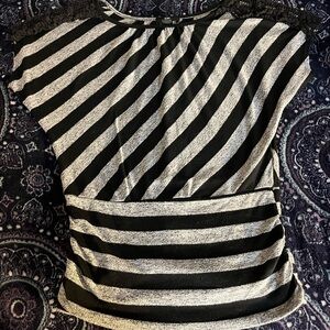 Striped Black and Gray Women's Top